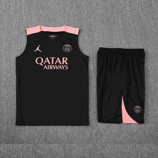 Air Jordan x Paris Saint-Germain Training Vest and Shorts Set Black Pink - 1