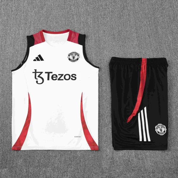 Adidas Manchester United 2023-24 Training Vest and Shorts Set White / Black / Red - 1