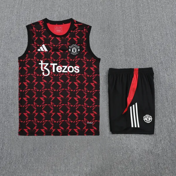 Adidas Manchester United Training Vest and Shorts Set Black / Red - 1