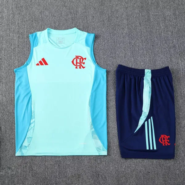 Adidas Flamengo Training Vest and Shorts Set Light Blue / Navy - 1