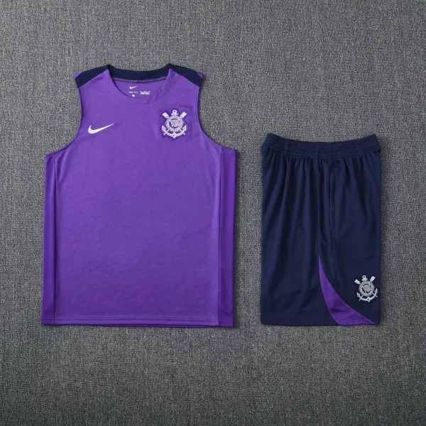 Nike Corinthians Training Vest and Shorts Set Purple / Navy - 1