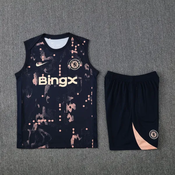 Chelsea FC Training Vest and Shorts Set Navy Pink Multicolor Activewear - 1