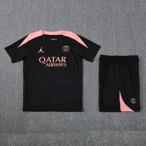 Air Jordan x Paris Saint-Germain Training Kit Black Pink Jersey and Shorts Set - 1