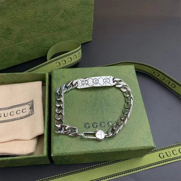 Gucci Interlocking G Chain Bracelet Silver Jewelry - 10
