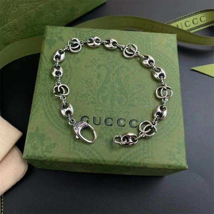 Gucci Interlocking G Chain Bracelet Silver Jewelry - 5
