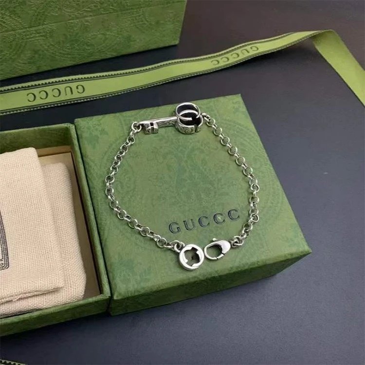 Gucci Interlocking G Chain Bracelet Silver Jewelry - 8