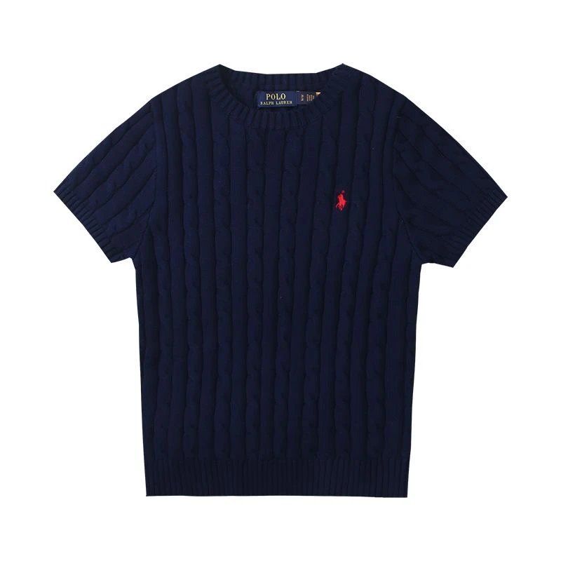 Short sleeved sweater in dark blue