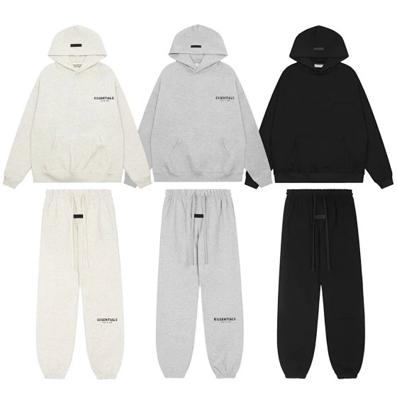 E-hooded sweatshirt, ankle tied pants, loose casual suit