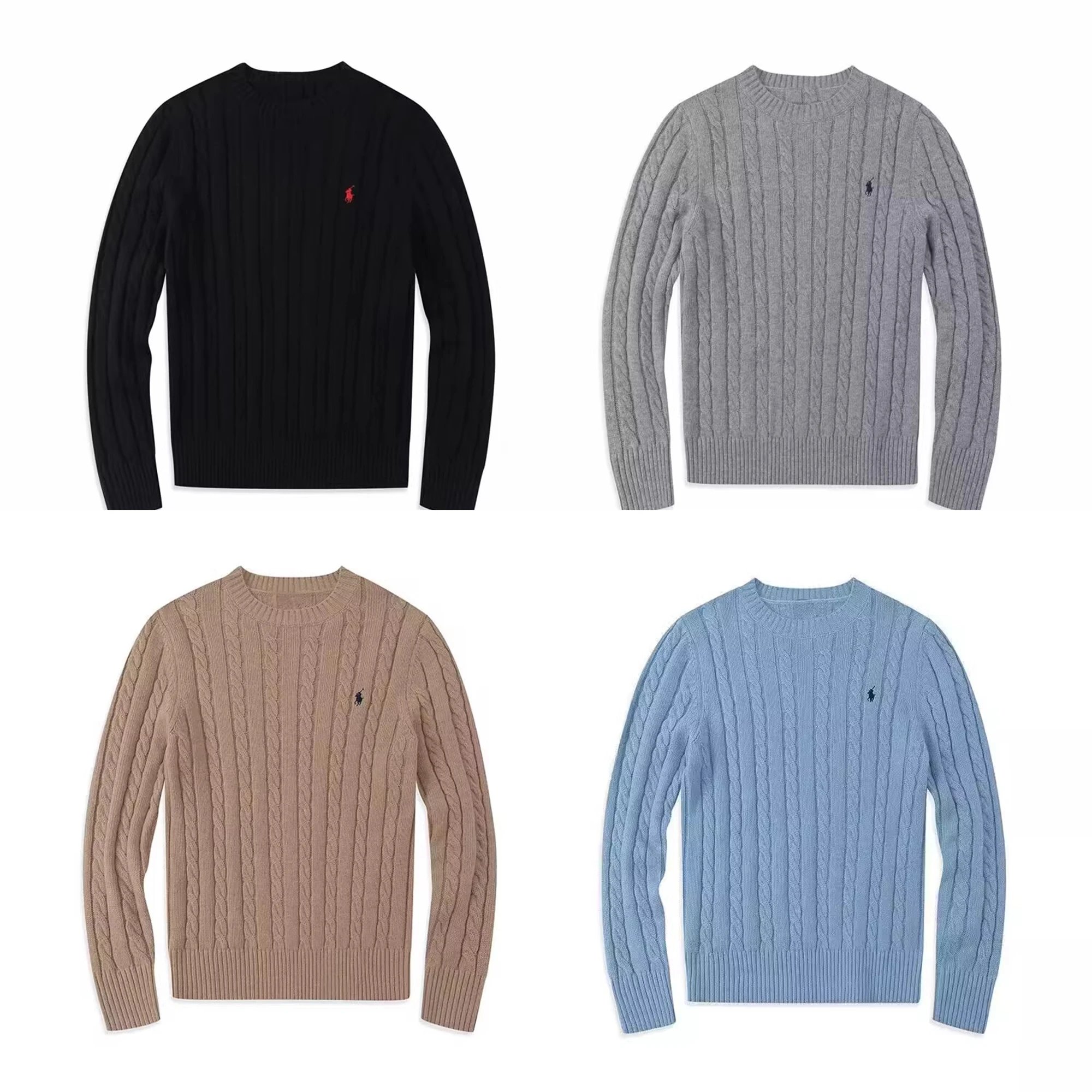 R round neck sweater casual wool knit sweater