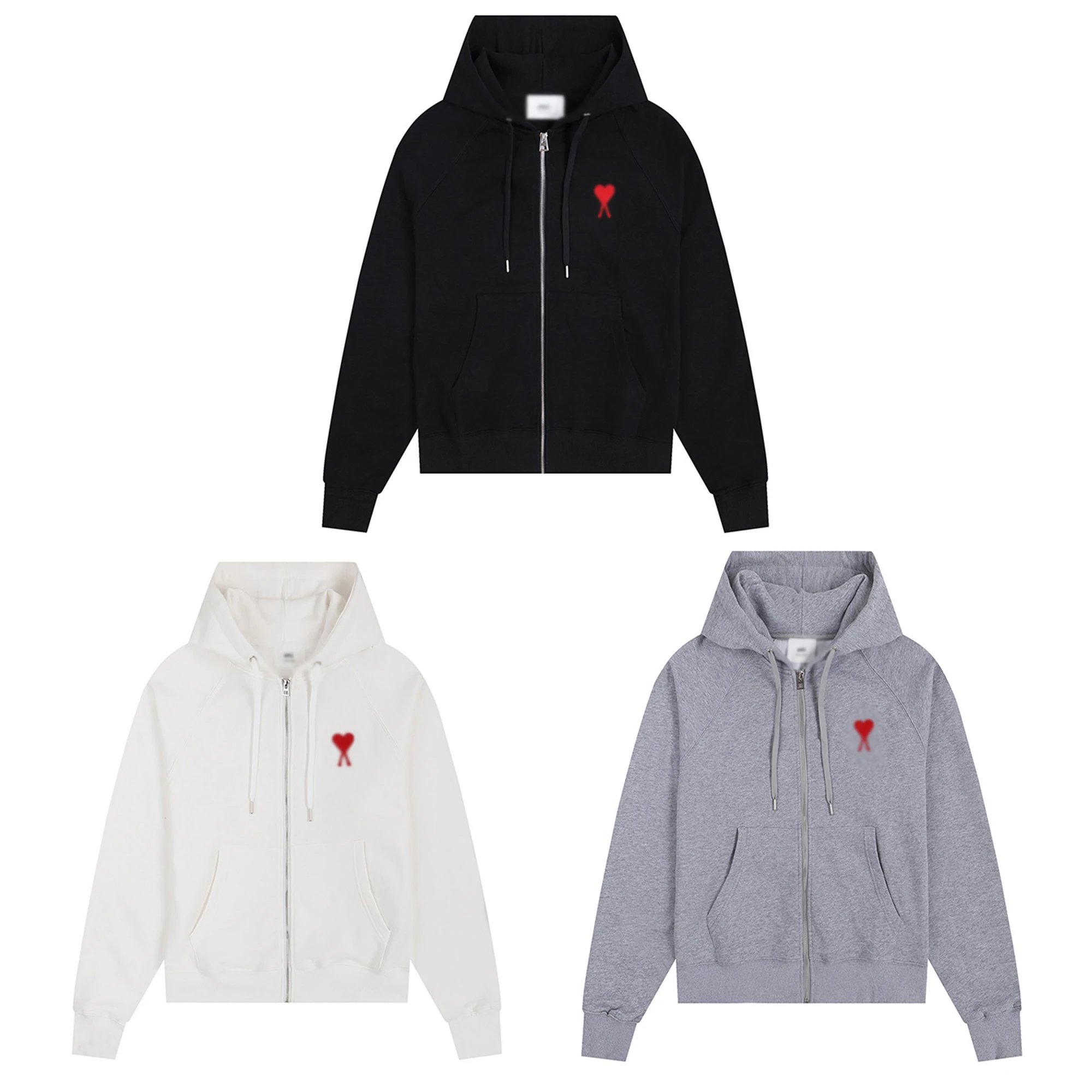 Zipper hooded cardigan sweatshirt embroidered outerwear - R