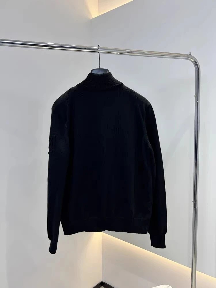 Knit-Panel Stand Collar Puffer Jacket