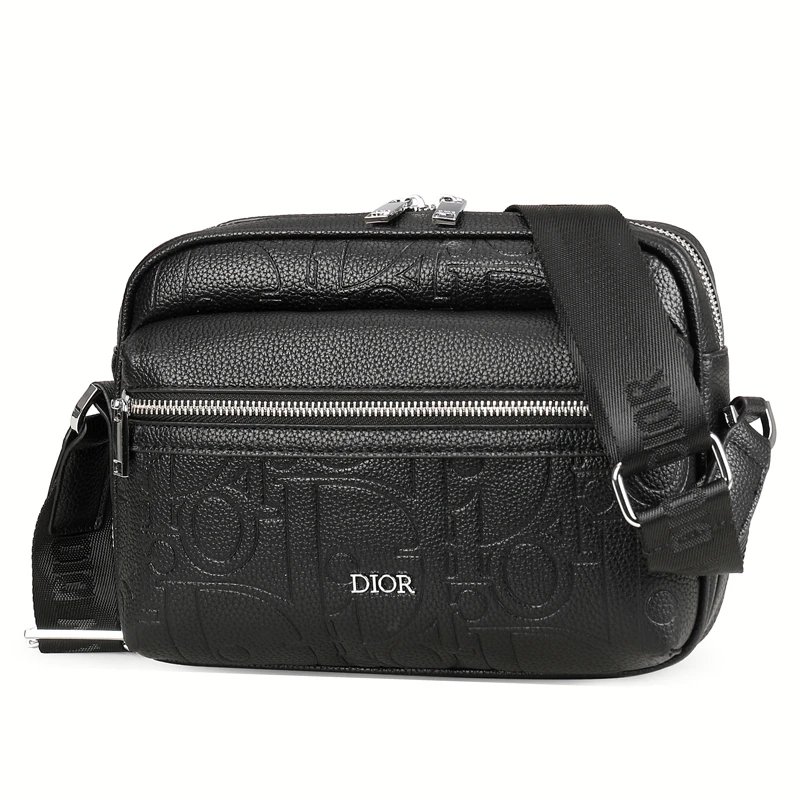 Black Embossed Leather Crossbody Bag