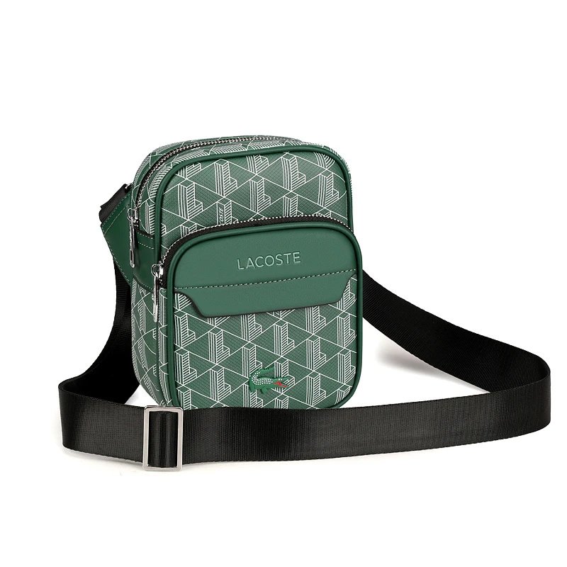 Lacoste The Blend Monogram Vertical Crossbody Bag Green Canvas