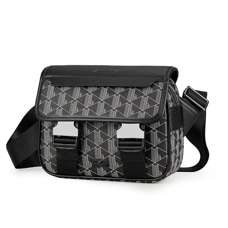 Lacoste The Blend Messenger Bag Black Monogram Canvas
