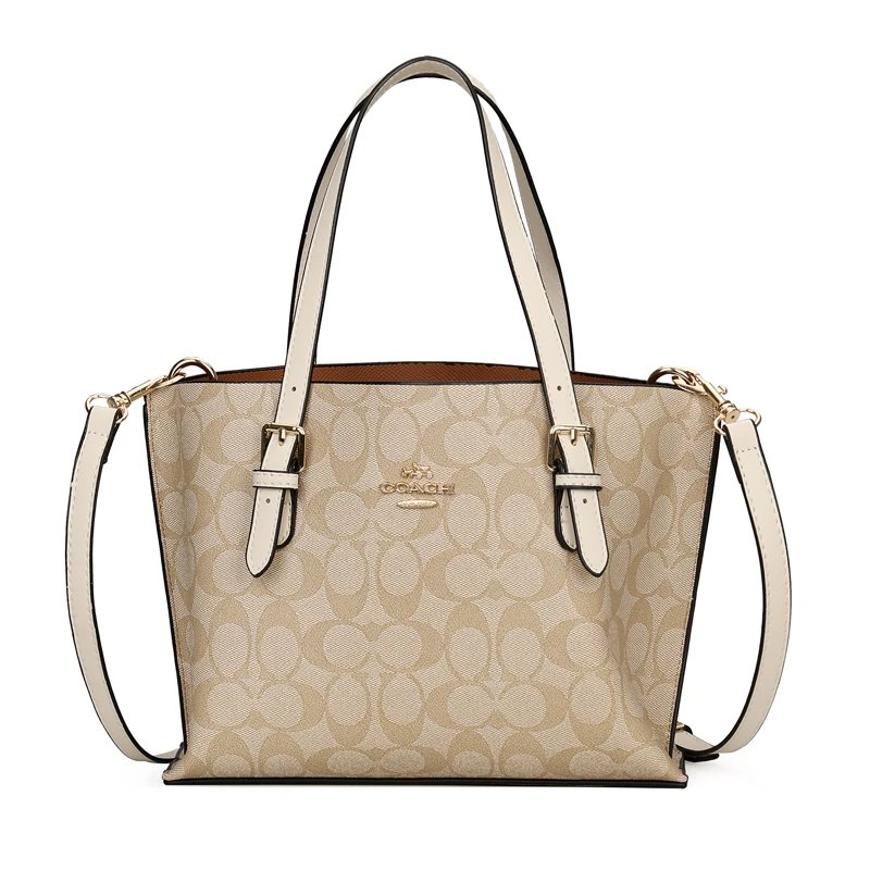 Coach Mollie Tote 25 Light Khaki Chalk Signature Canvas