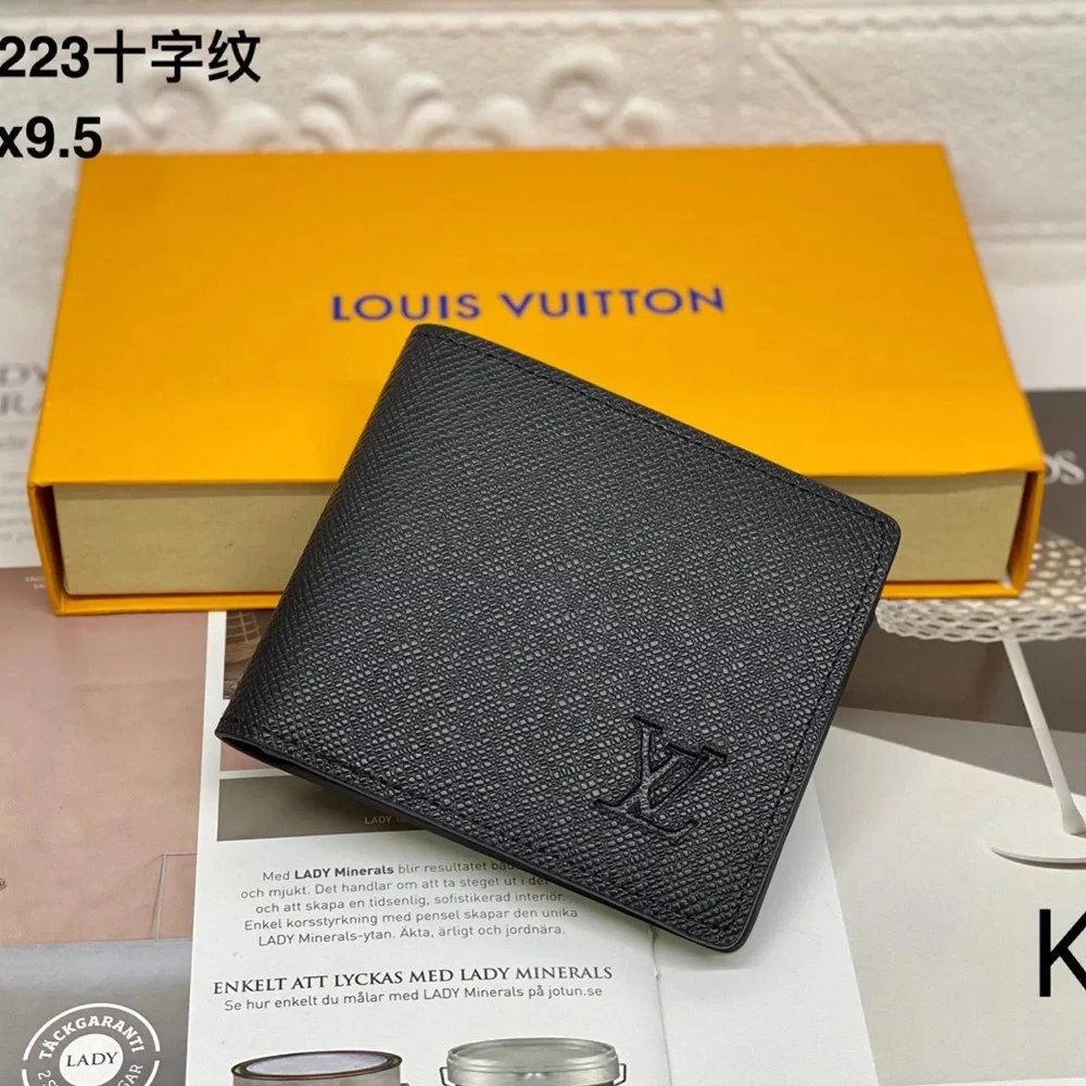 Popular Wallet with Box: 60223 # Cross Pattern Black