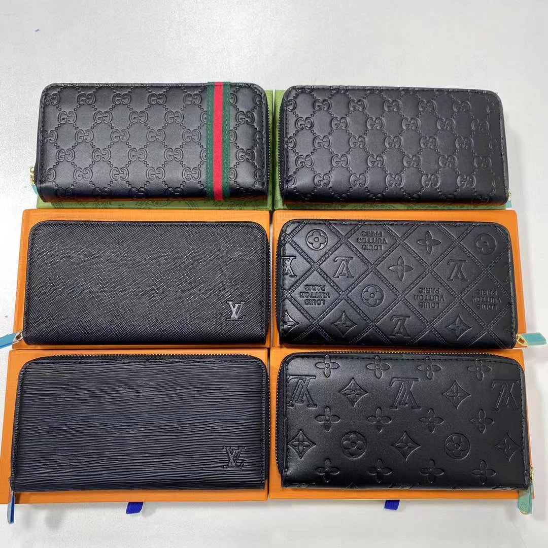 Black Embossed Leather Wallets