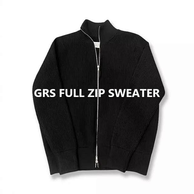CP019 GRS FULL ZIP SWEATER Pineapple-knit sweater
