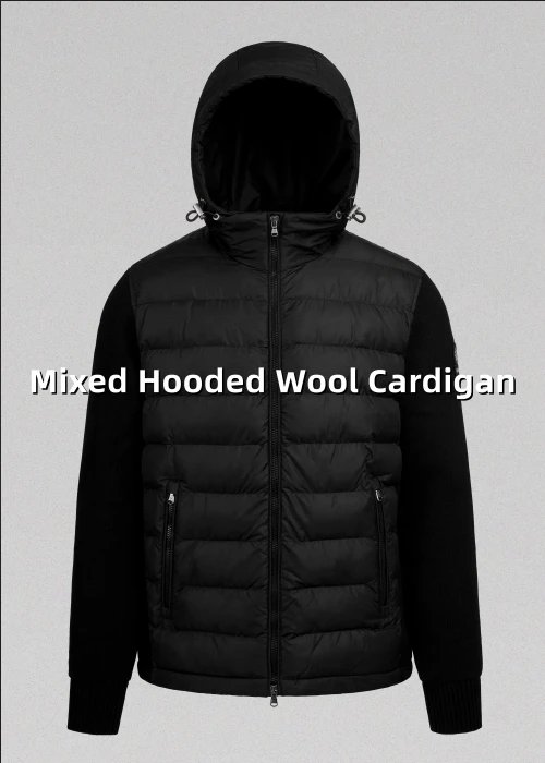 CP016 Mixed Hooded Wool Cardigan Blended Hooded Knitted Down