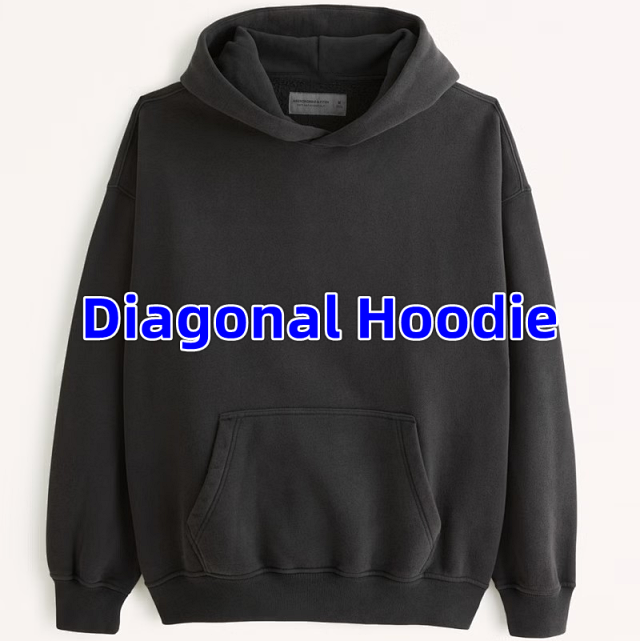 CP004 Diagonal Raised Fleece Hoodie Kangaroo Pocket Sweatshirt