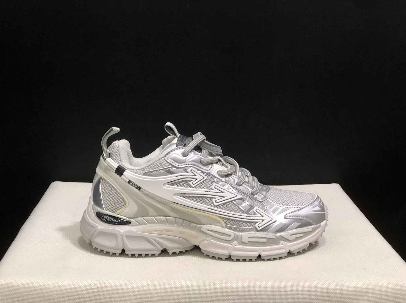 silvery white