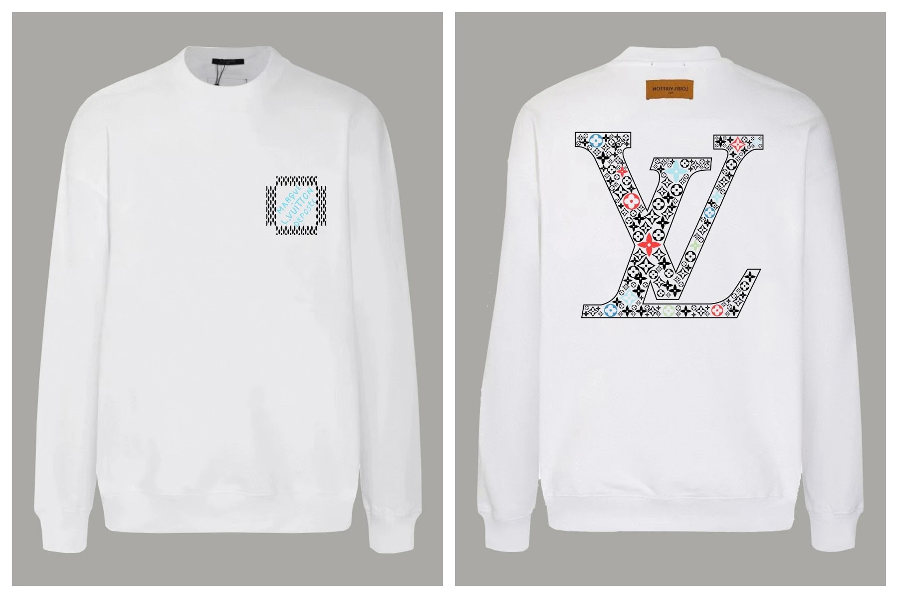 Louis Vuitton Knitwear Crewneck logo knit sweater — Printed Crew-Neck Sweatshirt-White