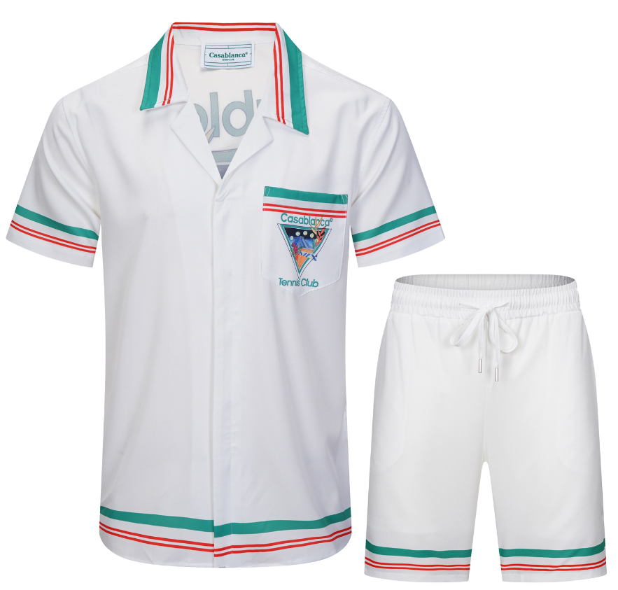 Unbranded Matching Sets Short-Sleeve Printed Shirt and Shorts Set — 30 White006