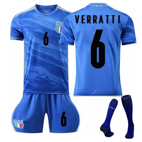 Italy National Team Verratti #6 Home Kit Blue Jersey Set - 1