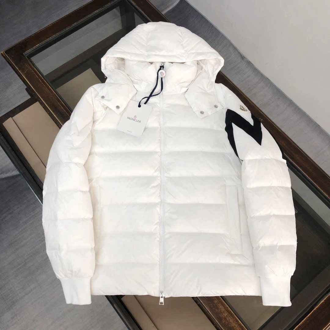 Moncler Moncler Genius White Down Jacket with Logo Hood - 43