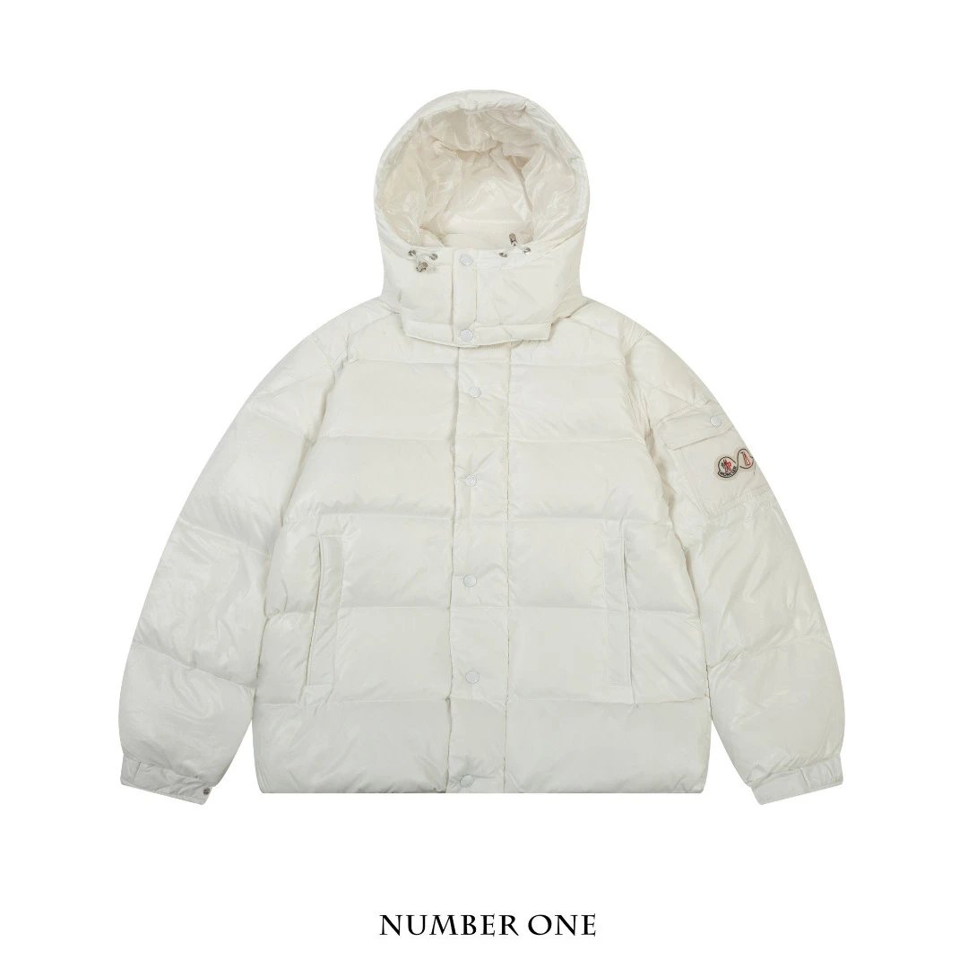 Moncler Moncler Genius White Down Jacket with Logo Hood - 49