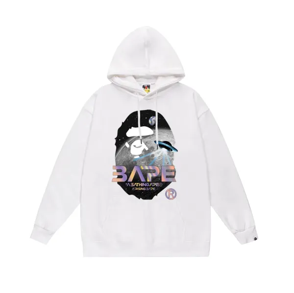 A Bathing Ape Rising Ape Space Graphic Hoodie White - 1