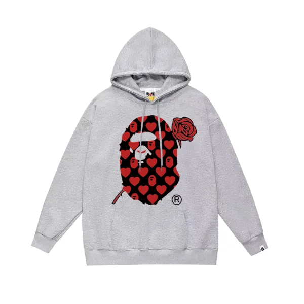 A Bathing Ape Heart Ape Hoodie Gray - 1