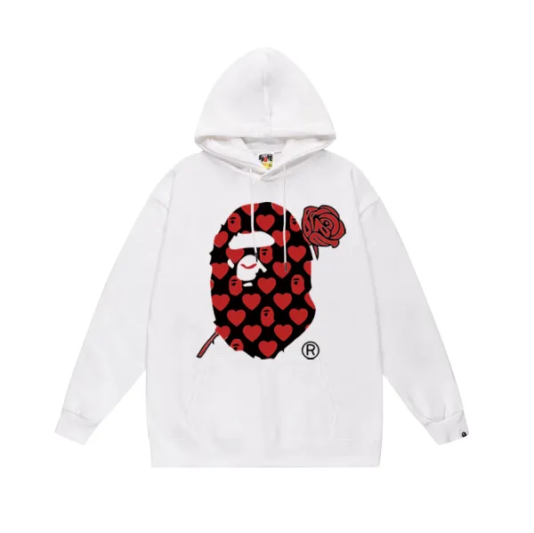 A Bathing Ape Heart Ape Hoodie White - 1
