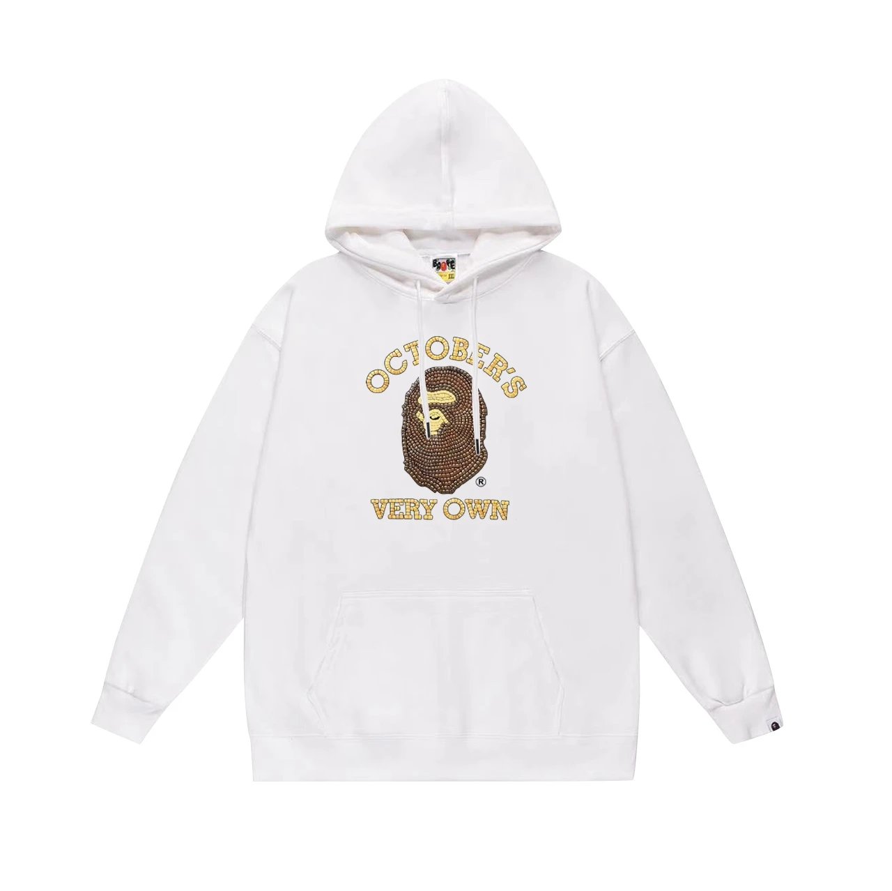 A Bathing Ape x October's Very Own White Beaded Ape Head Hoodie