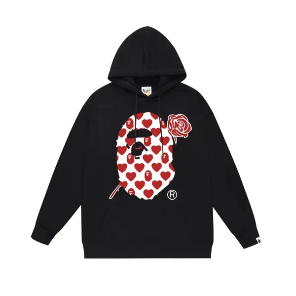 A Bathing Ape Heart Ape Hoodie Black - 1
