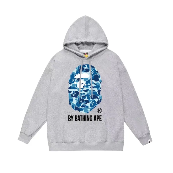A Bathing Ape Blue Camo Ape Head Hoodie Gray - 1