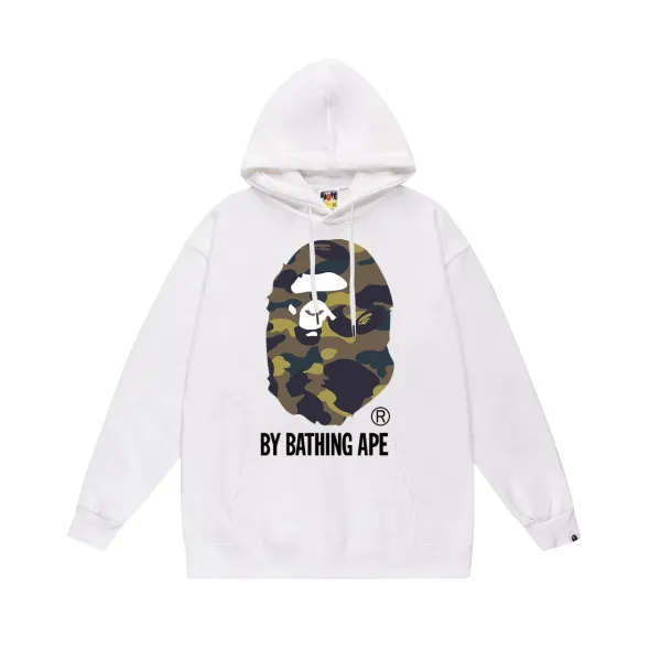 A Bathing Ape Camo Ape Head Hoodie White - 1