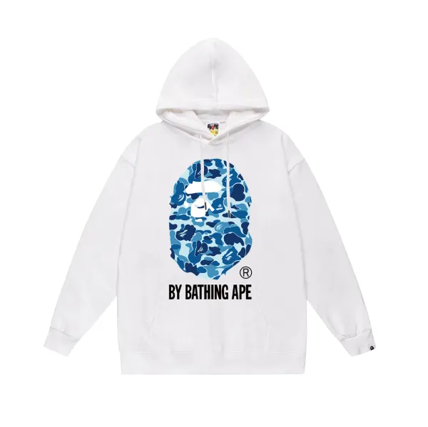 A Bathing Ape Blue Camo Ape Head Hoodie White - 1