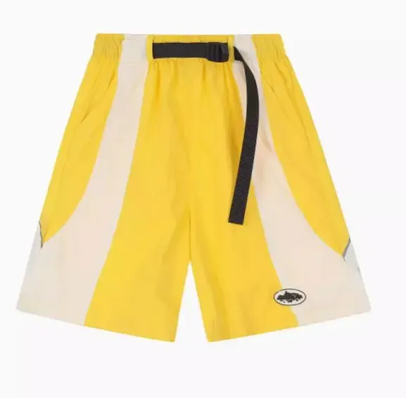 Design Color-Block Drawstring Shorts Yellow - 1