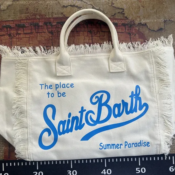 Design Saint Barth Summer Paradise Fringed Tote Bag Pink Tote Bag - 2