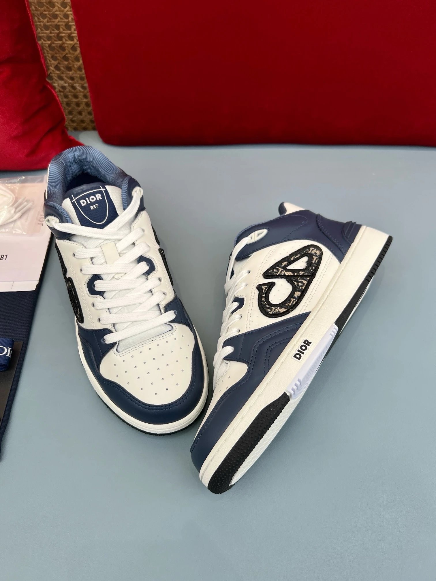 Dior B23 Low White Gray Sneakers - 8