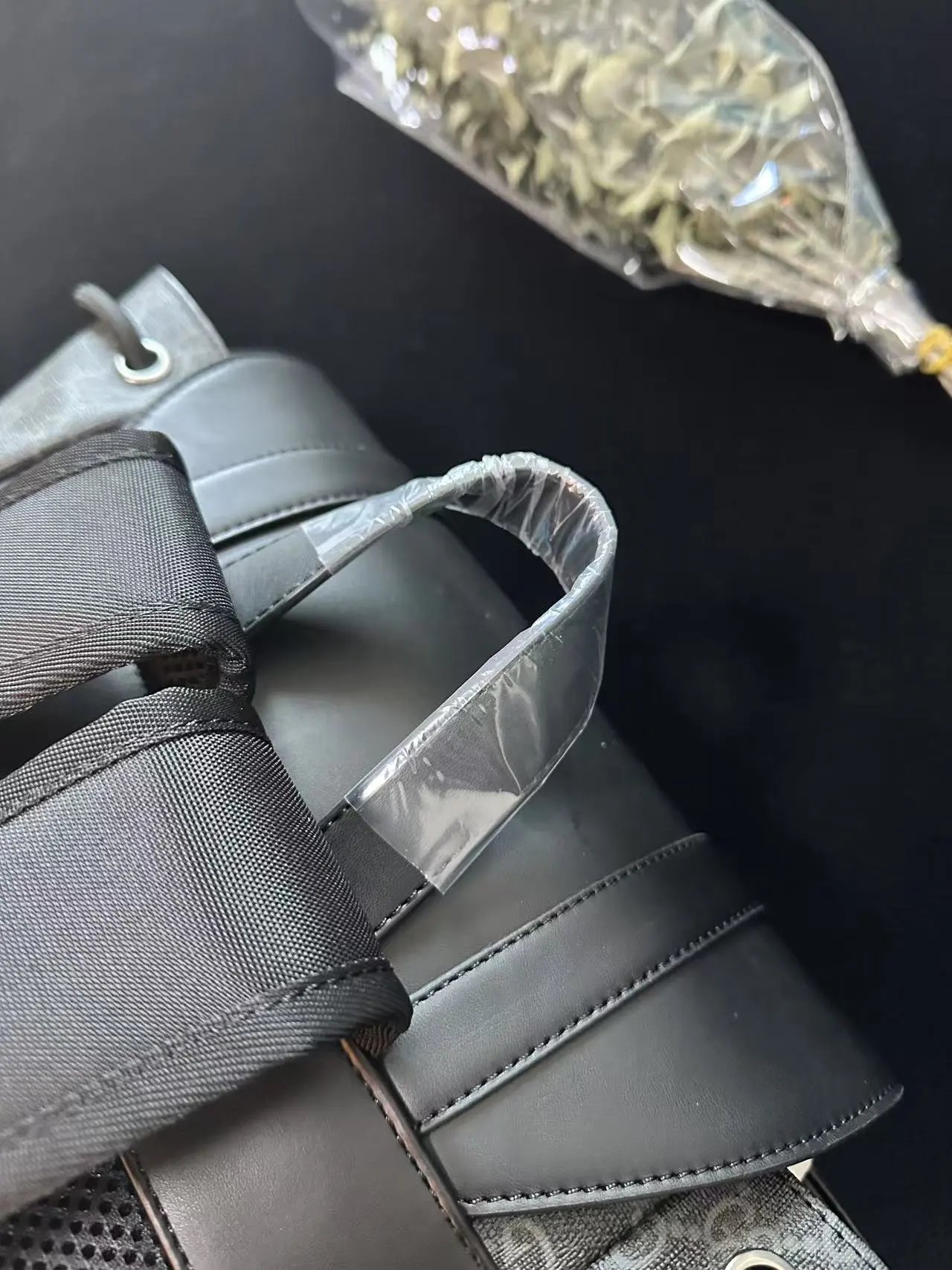 Gucci GG Marmont Backpack Gray Monogram with Red Web Straps - 12