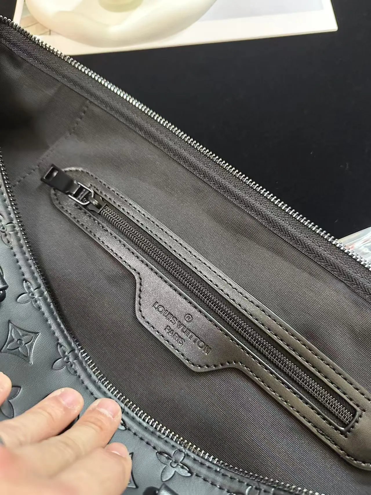 Louis Vuitton Keepall Bandoulière Monogram Empreinte Graphite Duffle Bag - 11