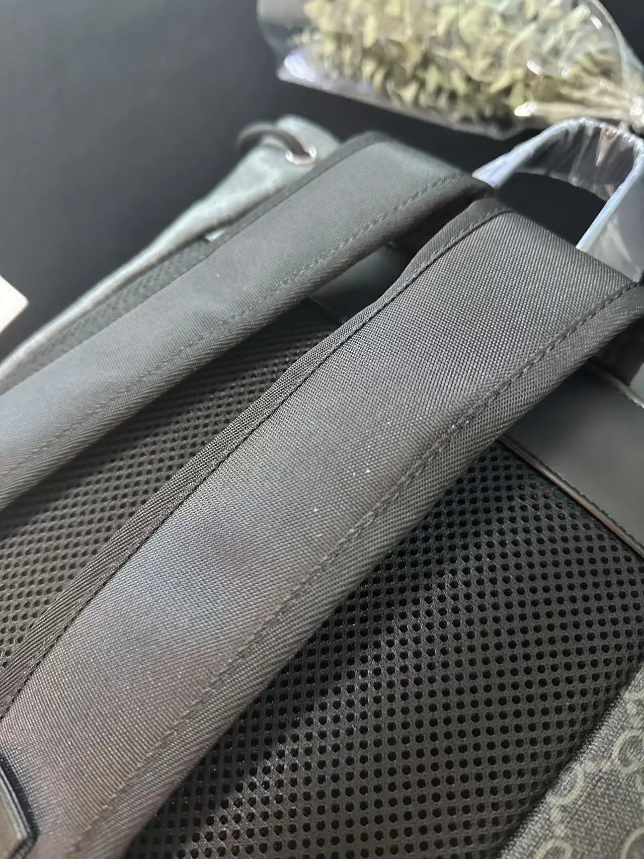 Gucci GG Marmont Backpack Gray Monogram with Red Web Straps - 11