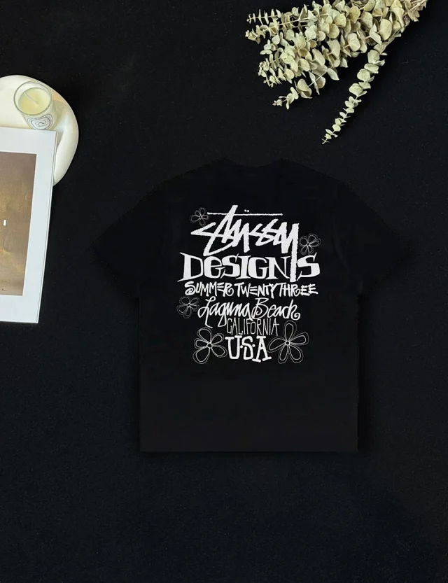 Stüssy T-Shirts Jamaica Beach Floral Logo Print product detail image 15