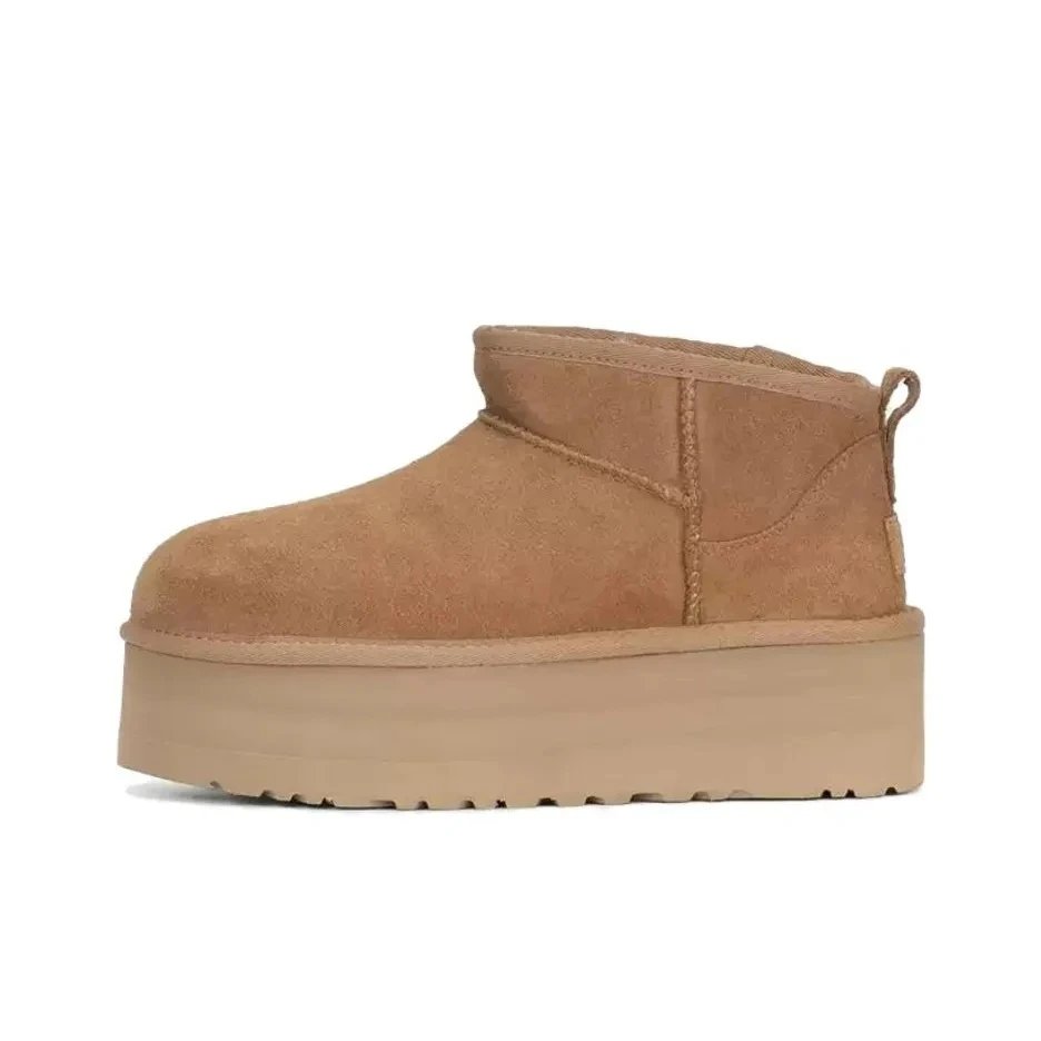 UGG 保暖耐磨 简约百搭 5cm厚底 短筒 雪地靴 女款 栗色