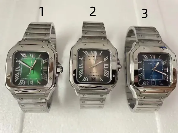 Cartier Santos de Cartier Automatic Green/Gray/Blue Dial Watches - 1