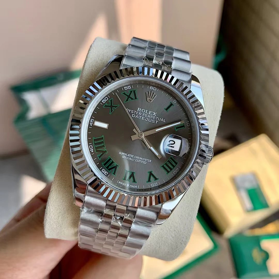 Rolex Datejust 41 Green Roman Numeral Dial Steel Watch - 1