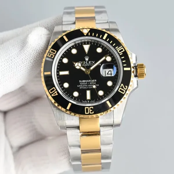Rolex Submariner Date Two-Tone Black Dial Watch - 1