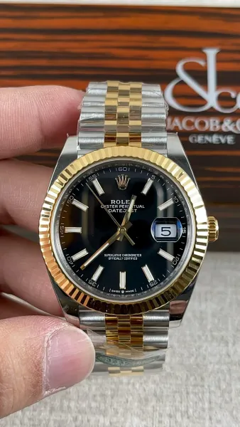 Rolex Oyster Perpetual Datejust 41 Two-Tone Black Dial Watch - 1